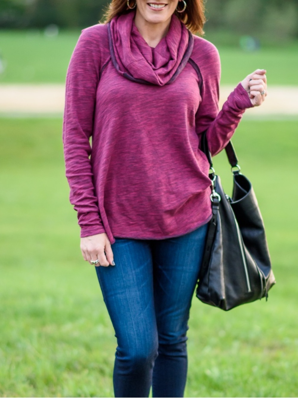 Free People Cocoon Cowl Neck Pullover Sweater in Berry Pink